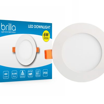 LED Edge-lit downlight round, recessed, 3.5inch 6W 220-240V 3000K 480lm, PF0.5,detached driver, Brilla