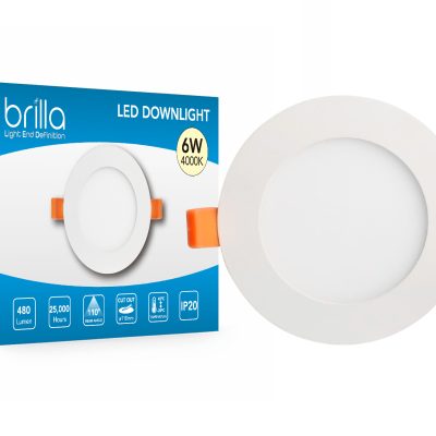 LED Edge-lit downlight round, recessed, 3.5inch 6W 220-240V 4000K 480lm, PF0.5,detached driver, Brilla