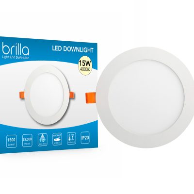 LED Edge-lit downlight round, recessed, 6inch 15W 220-240V 4000K 1500lm, PF0.5,detached driver, Brilla