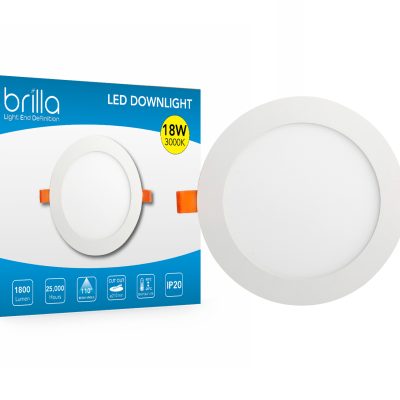 LED Edge-lit downlight round, recessed, 8inch 18W 220-240V 3000K 1800lm, PF0.5,detached driver, Brilla