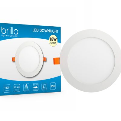 LED Edge-lit downlight round, recessed, 8inch 18W 220-240V 4000K 1800lm, PF0.5,detached driver Brilla