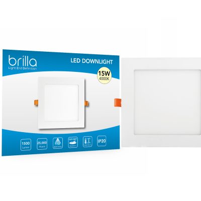 LED Edge-lit downlight square, recessed, 6inch 15W 220-240V 4000K 1500lm, PF0.5,detached drive Brilla