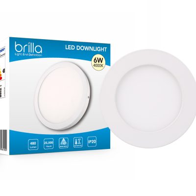 Brilla LED Edge-lit downlight round, surface mount,6W 220-240V 4000K 480lm,PF0.5,detached driver