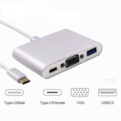 USB 3.1 Tip C(M) na VGA+USB 3.0+TypeC- 3 u 1Adapter(Ž)