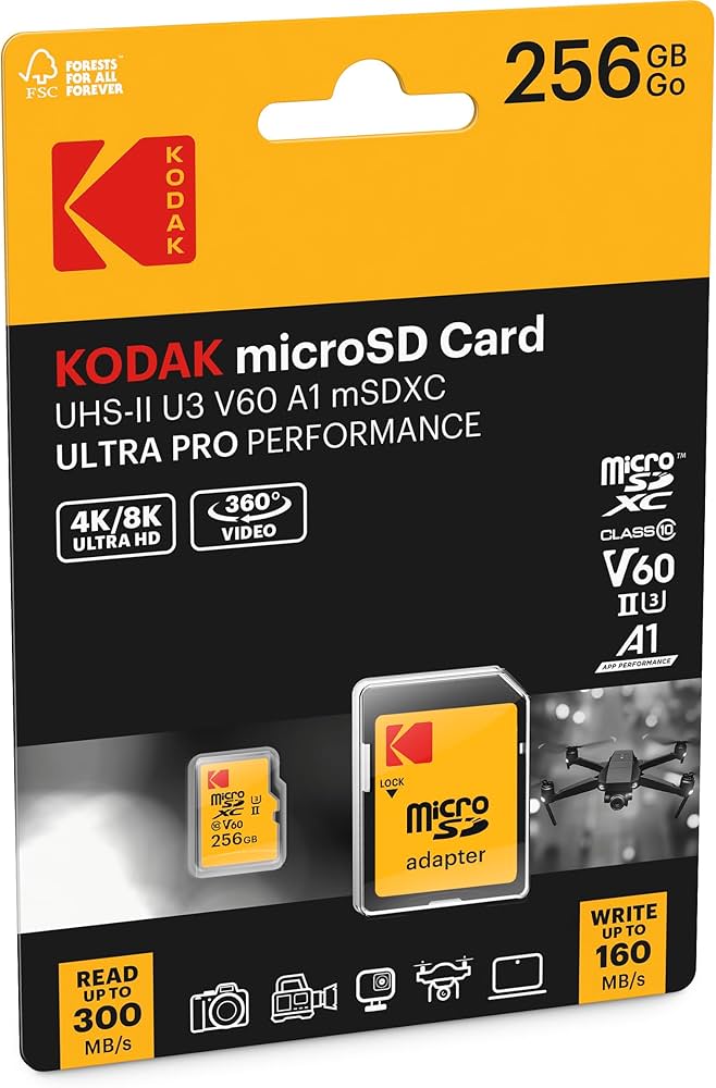 Kodak mSD 256 GB UHS-II U3 V60 Pro +adapter - Slika 3