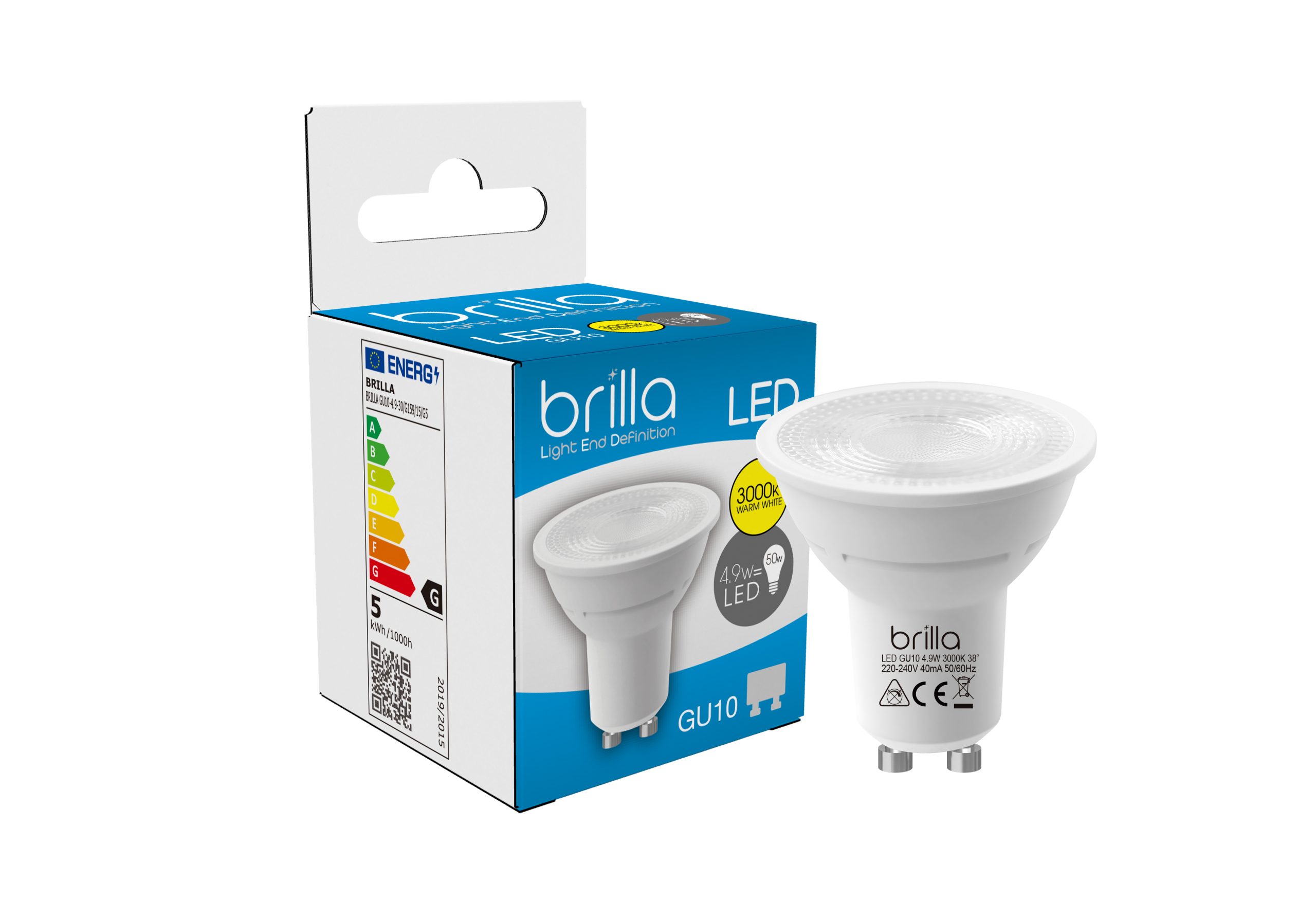 LED ŽARULJA BRILLA , GU10 4.9W 38° 230V 400lm 3000K