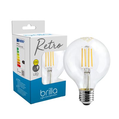LED Filament BRILLA G80 6.5W 220V-240V 806lm 2700K E27, Clear, Non-dim, 80*116mm
