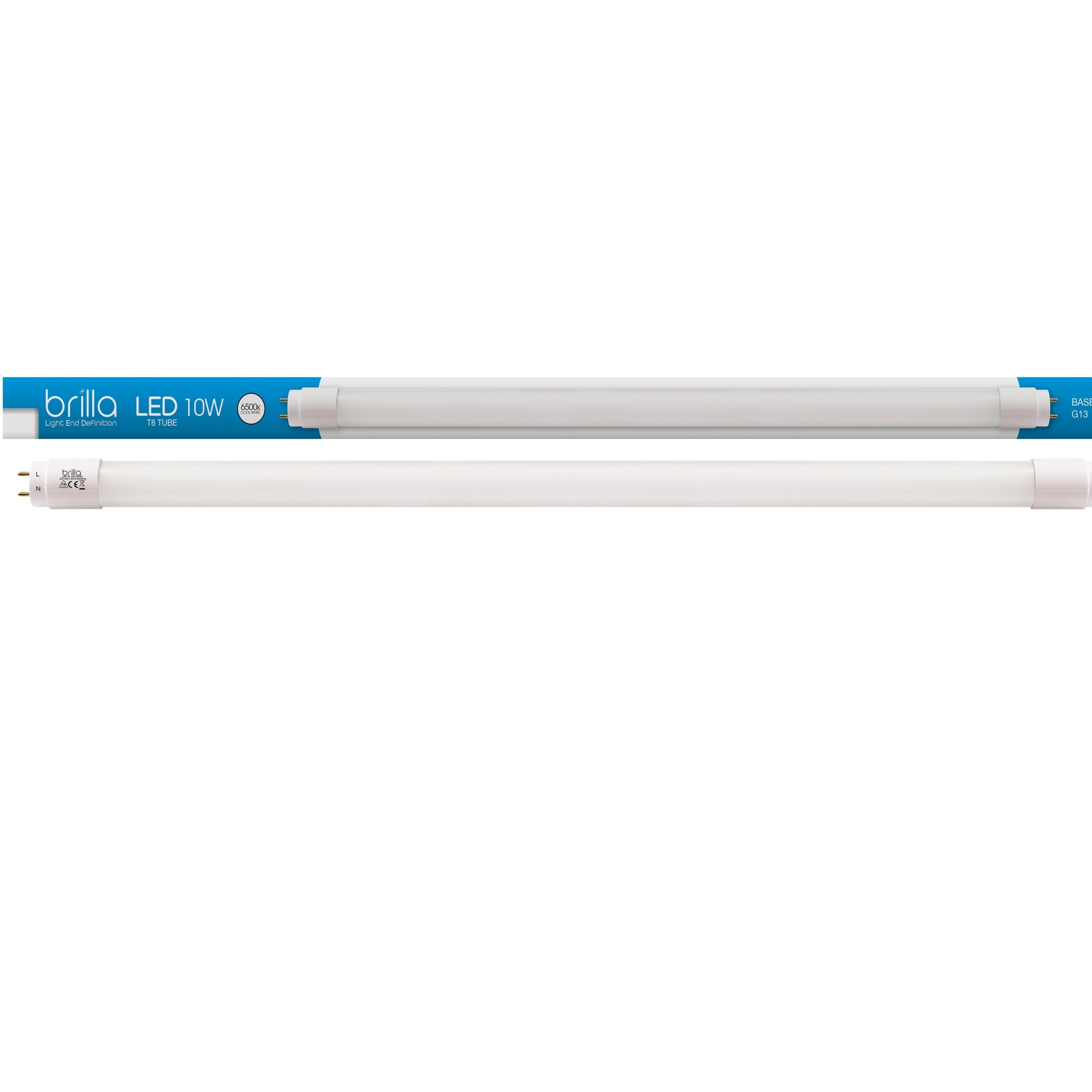 LED T8 Glass tube BRILLA 10W 220-240V 6500K 1000lm G13 / 0.6m / 0.9m / 1,2m