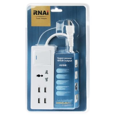 Produžni kabel sa 4 HUB USB porta, i univerzalnim priključkom (EU, UK,USA)